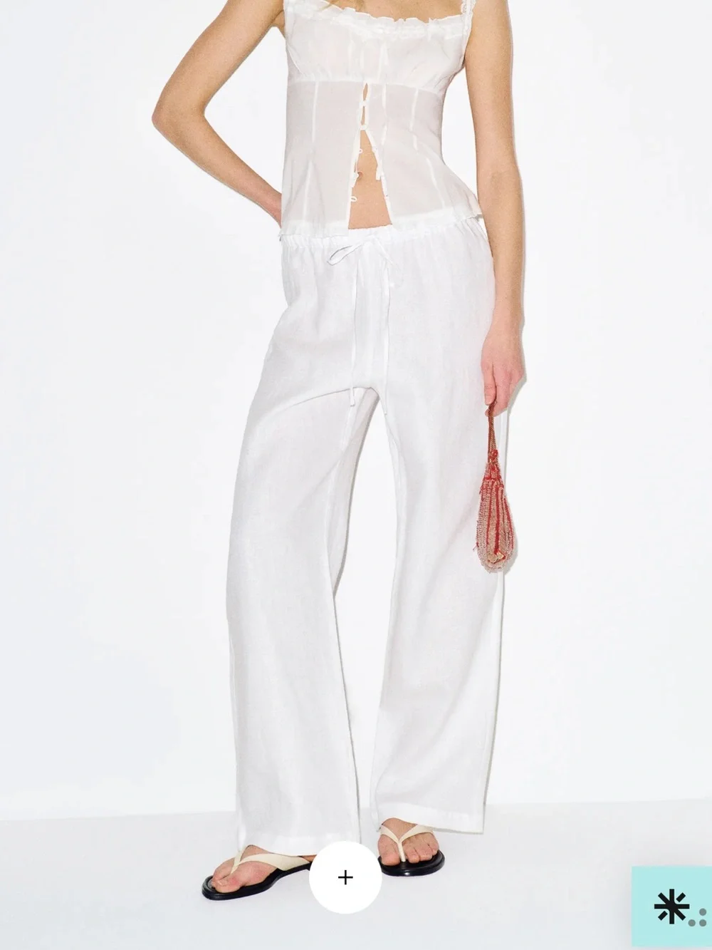 Reformation Olina Linen Pant Ivory - Size S